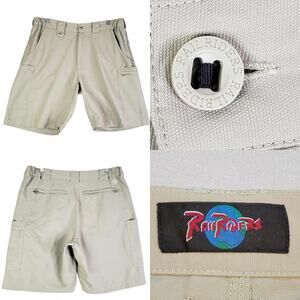 Railriders Shorts Men’s Size Medium M Khaki Cargo Flat Front Nylon Pockets